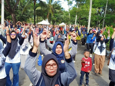 Disdikpora Pangandaran Sosialisasikan Senam Sehat dan Tujuh Kebiasaan Anak Hebat di CFD Grand Pangandaran