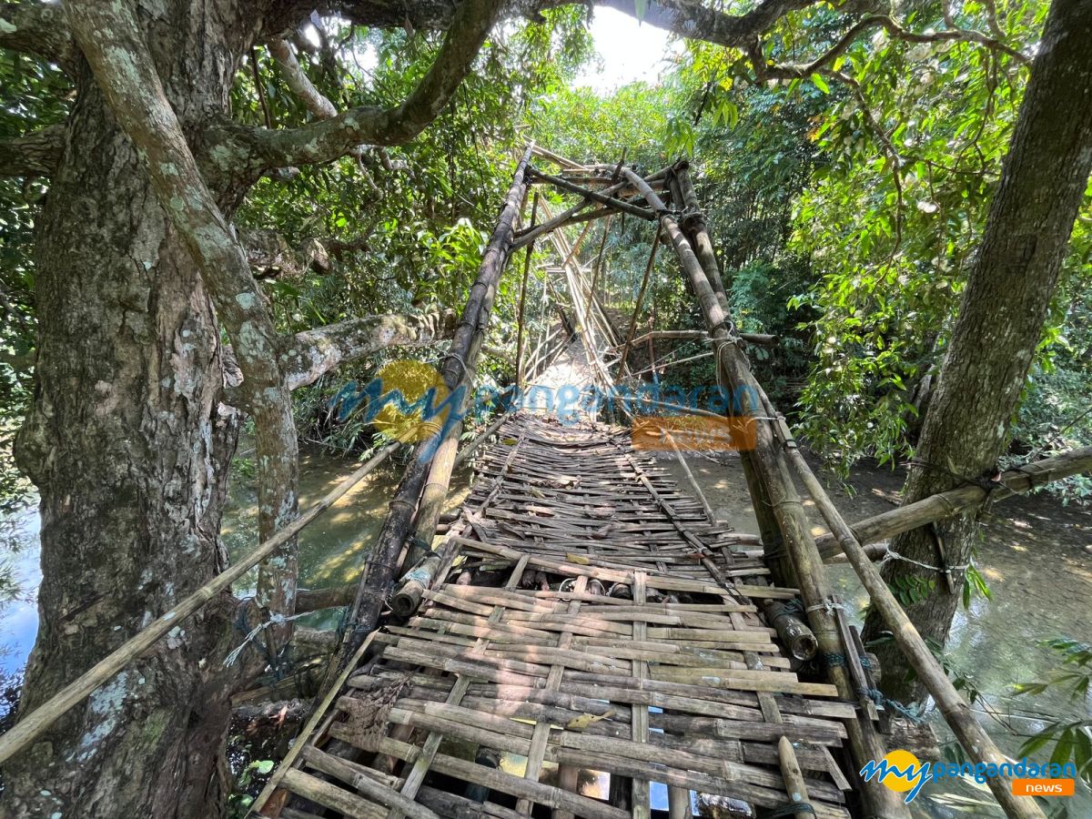 Jembatan Bambu Penghubung Dua Dusun di Pangandaran Rusak Parah, Warga Terpaksa Seberangi Sungai