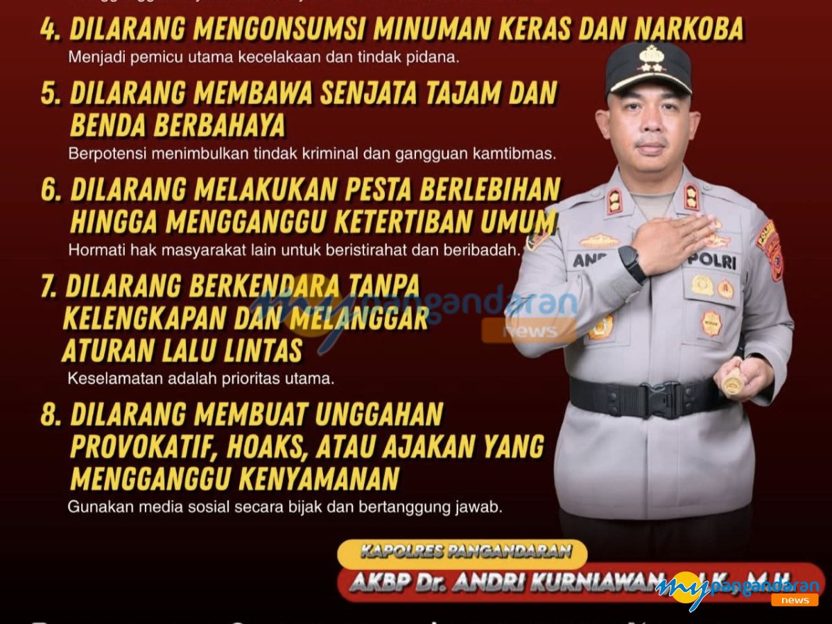 Polres Pangandaran Keluarkan Imbauan Kamtibmas Sambut Tahun Baru 2026