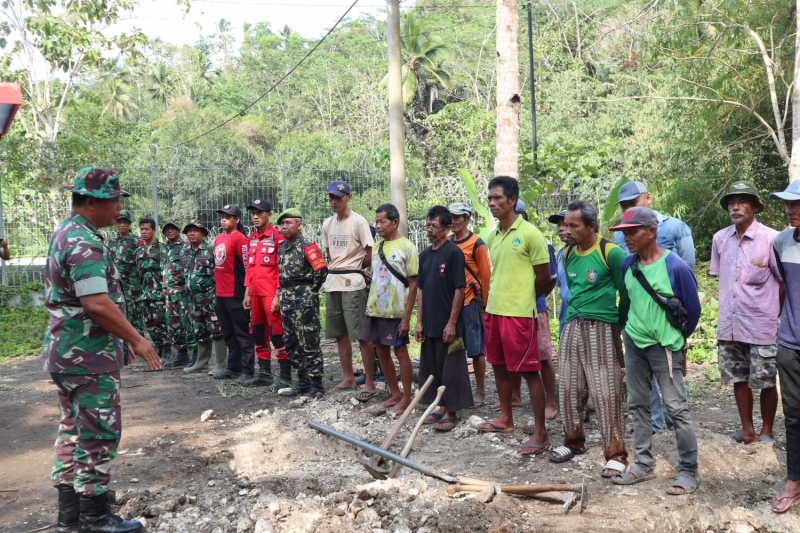 Bentuk Kepedulian TNI Pangandaran, Laksanakan KBSB Pembuatan Jembatan Gantung