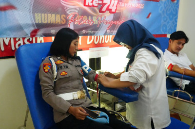 HUT Humas Polri ke 74, Polres Pangandaran Lebih Dekat Dengan Masyarakat dalam Acara Donor Darah