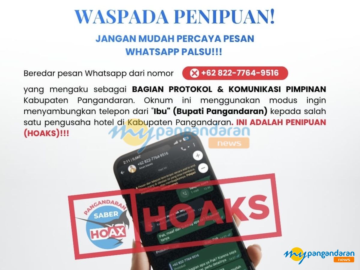 Modus Penipuan WhatsApp Pejabat, Diskominfo Pangandaran Imbau Masyarakat Jangan Mudah Percaya