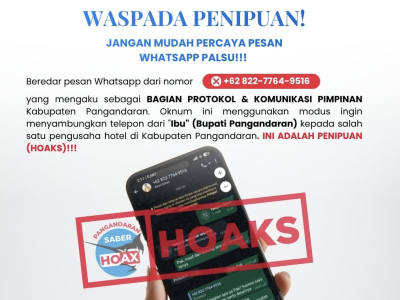 Modus Penipuan WhatsApp Pejabat, Diskominfo Pangandaran Imbau Masyarakat Jangan Mudah Percaya