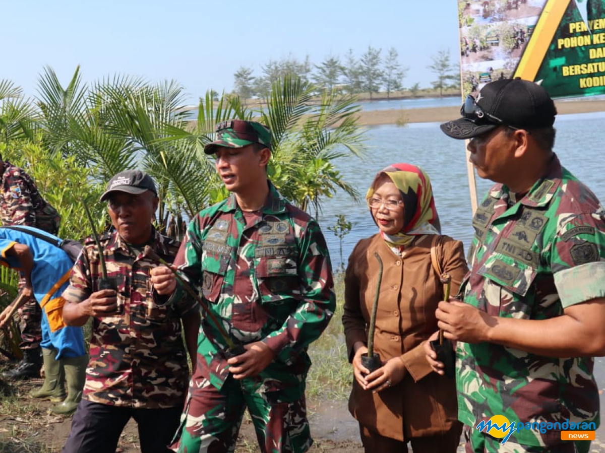 Pembititan Mangrove Untuk Menjaga Kelestarian Alam Oleh Personil Kodim Pangandaran 