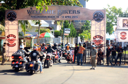 Peserta Harley Davidson The 9th Memorial Wing Day 2015 Mulai Memasuki Pangandaran