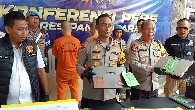 Polres Pangandaran Bongkar Sindikat Judi Online, Empat Pelaku Ditangkap, Barang Bukti Disita