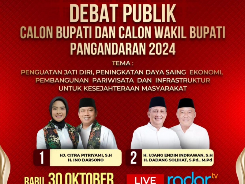 Saksikan Secara Live Debat Calon Bupati dan Wakil Bupati Pangandaran 2024