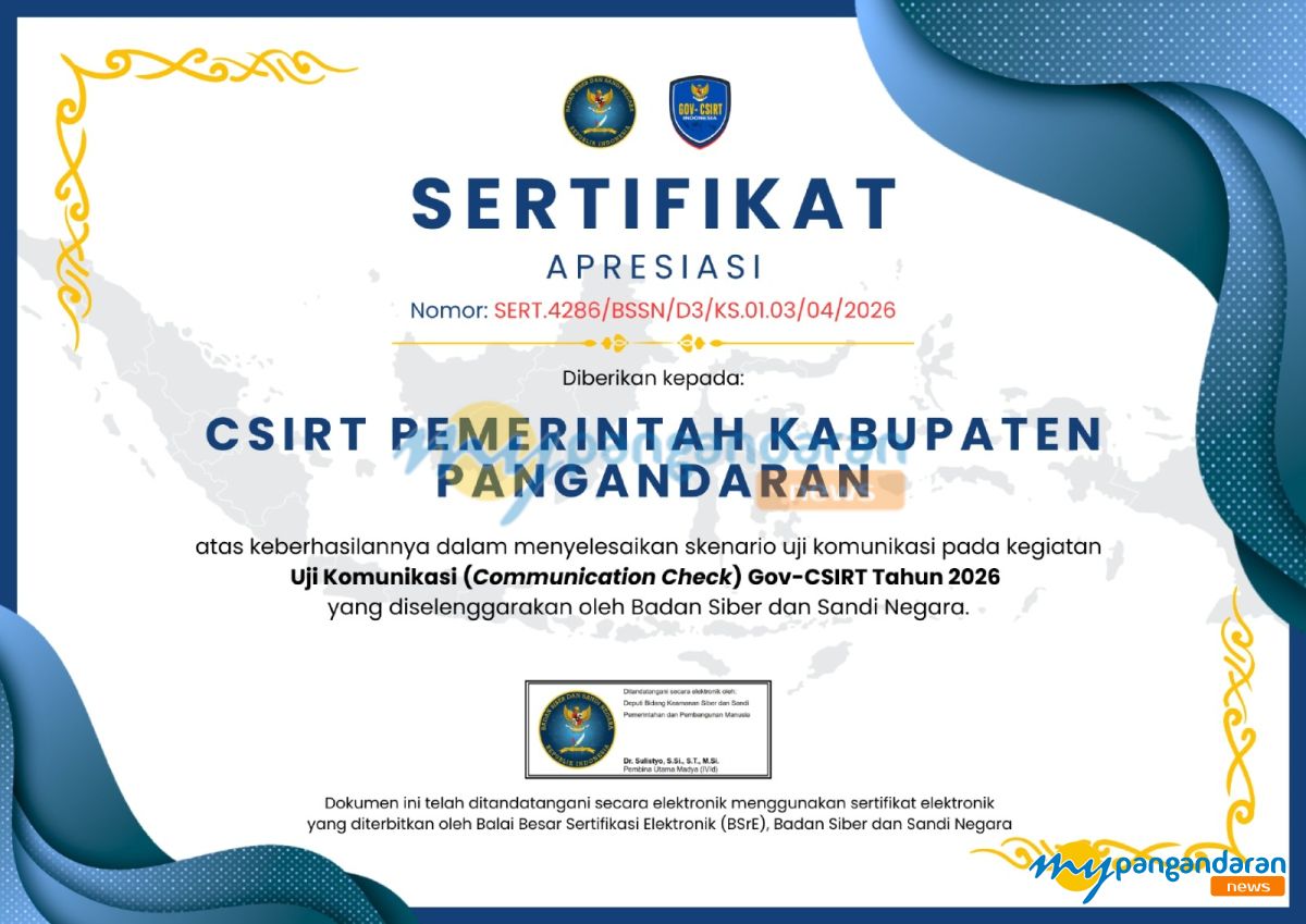Uji Siber Nasional 2026, Pangandaran-CSIRT Kembali Raih Hasil Maksimal